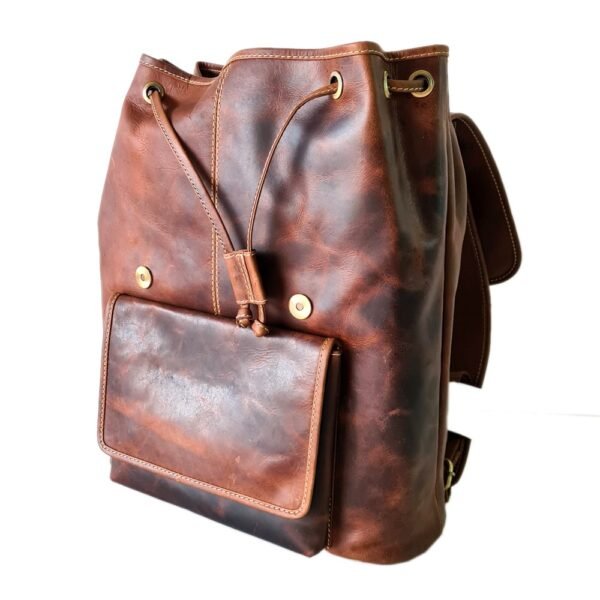 Leather Bagpack Brown Colour - Image 4
