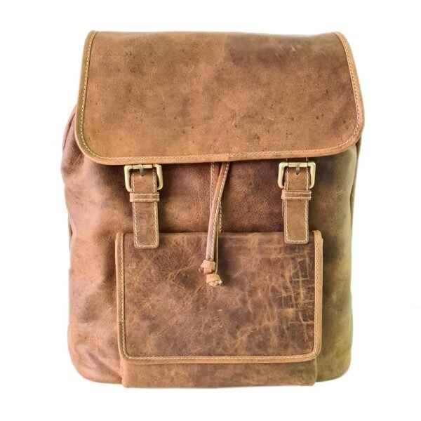 Leather Bagpack Tan Colour - Image 3