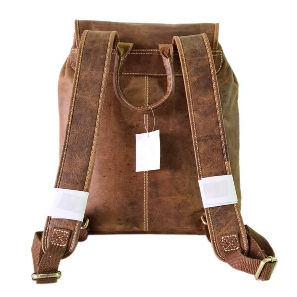Leather Bagpack Tan Colour - Image 6