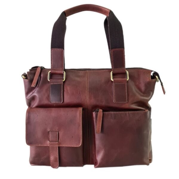 Leather Laptop Bag Brown Colour - Image 2