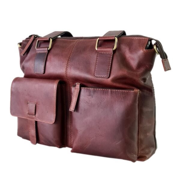 Leather Laptop Bag Brown Colour - Image 3