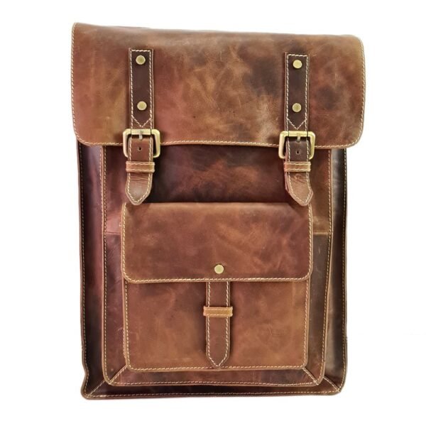 Leather Bagpack Brown Colour - Image 4