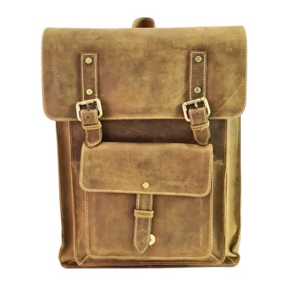 Leather Bagpack Tan Colour - Image 2