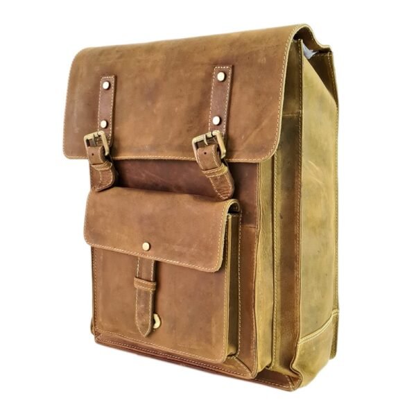 Leather Bagpack Tan Colour - Image 3