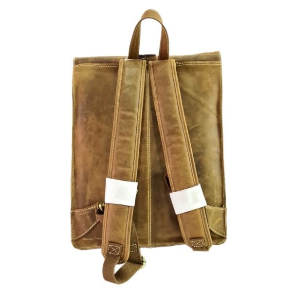 Leather Bagpack Tan Colour - Image 4