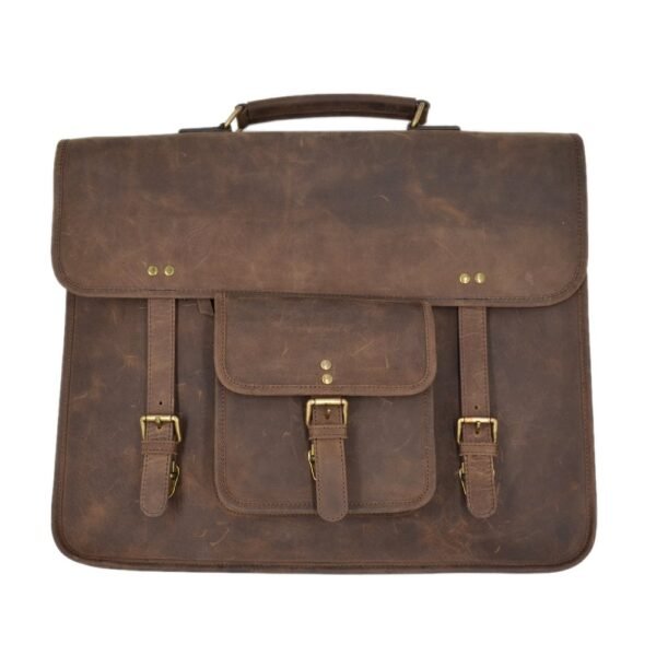 Leather Laptop Bag Brown Colour - Image 2
