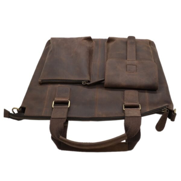 Leather Laptop Bag Brown Colour - Image 4