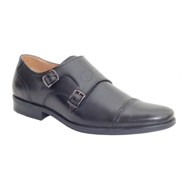 Black Genuine Leather Designer Monk Shoes