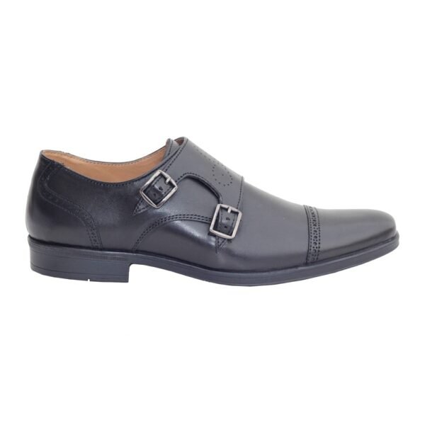 Black Genuine Leather Designer Monk Shoes - Image 3