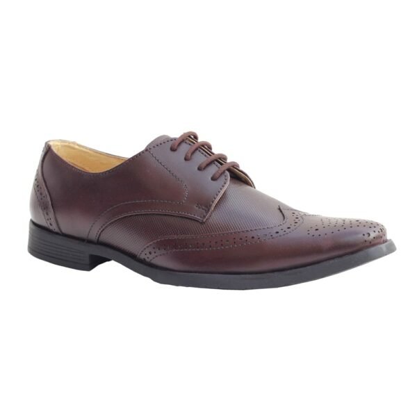 Brown Genuine Leather Derby Lace-up Shoes