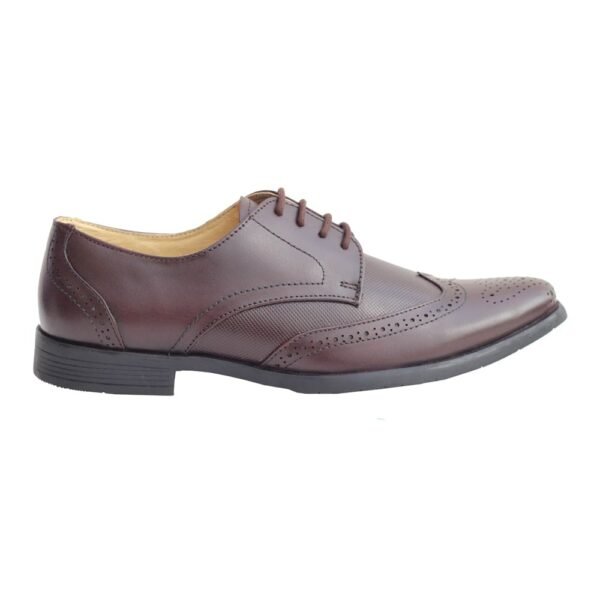 Brown Genuine Leather Derby Lace-up Shoes - Image 3