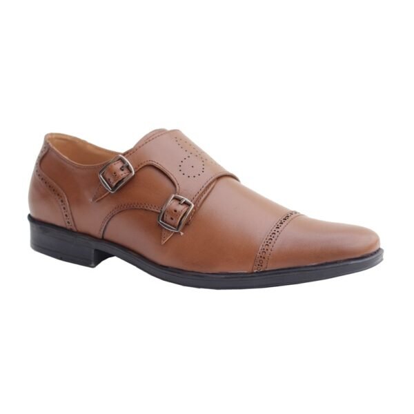 Brown Pure Leather Monk Shoes