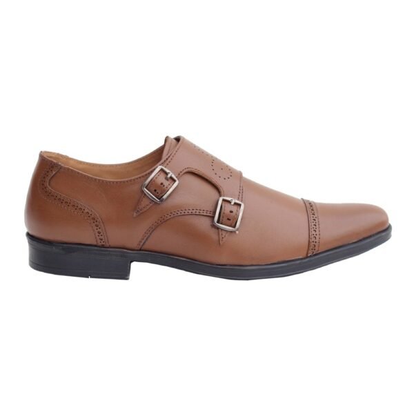 Brown Pure Leather Monk Shoes - Image 3
