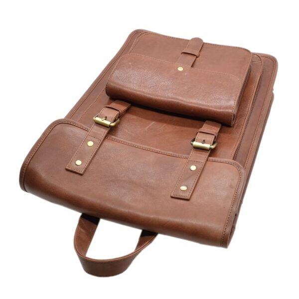 Leather Laptop Bag Tan Colour - Image 3