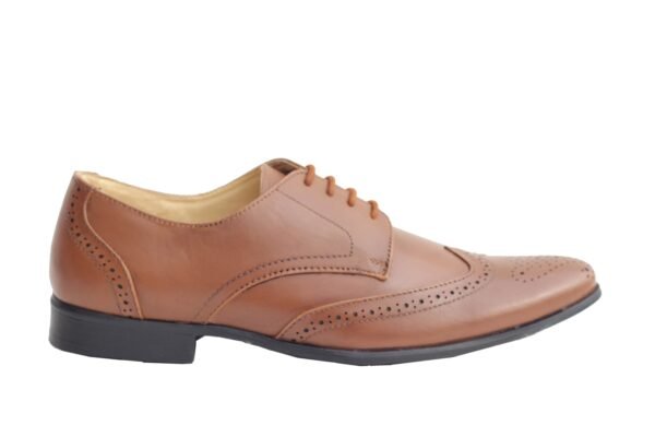 Tan Genuine Leather Derby Formal Casual Shoes - Image 3