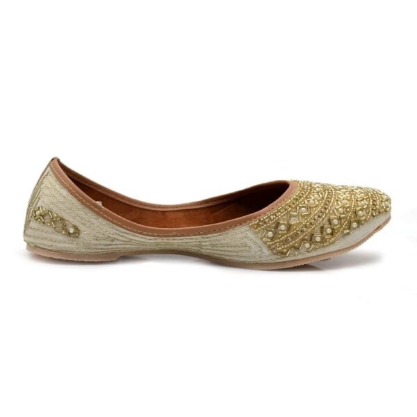 Women Cream Toned Embellished Handcrafted Mojaris - Image 3