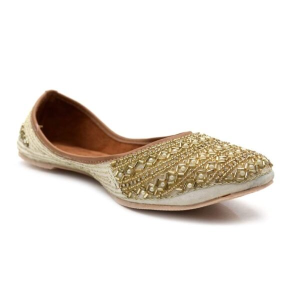 Women Cream Toned Embellished Handcrafted Mojaris - Image 6