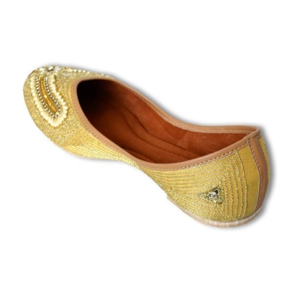 Women Gold-Toned Embellished Handcrafted Mojaris - Image 4