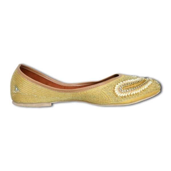 Women Gold-Toned Embellished Handcrafted Mojaris - Image 6