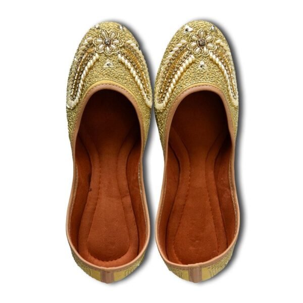 Women Gold-Toned Embellished Handcrafted Mojaris - Image 7